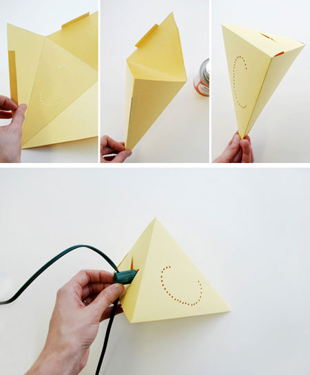 cách làm đèn sân vườn từ giấy màu
