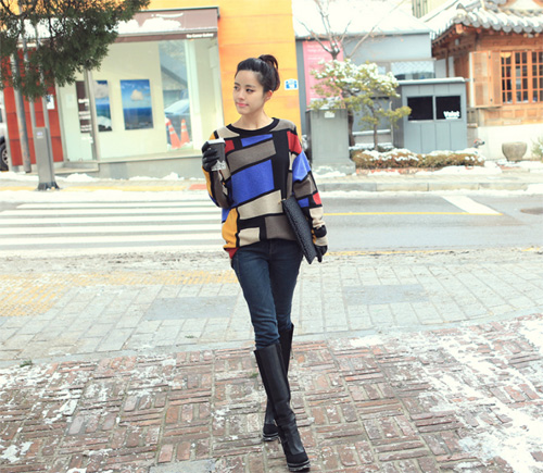 Sự kết hợp ngọt ngào từ quần jeans và áo len