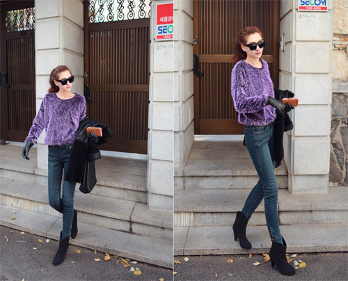 Sự kết hợp ngọt ngào từ quần jeans và áo len
